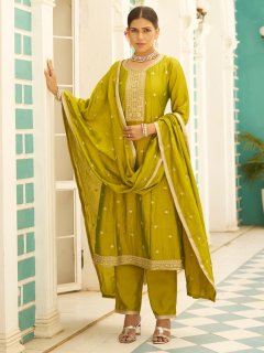 Elegant Silk Blend Anarkali Kurta Set with Embroidered Dupatta Flowy Fit and Stunning Style