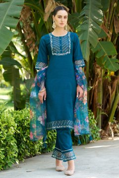 Women Kurta and Pant Sets Cotton Silk Fabric