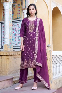 Women Kurta and Pant Sets Dupatta Viscose Rayon Silk Blend with Handwork