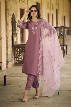 Women Kurta and Pant Sets Viscos Roman Silk Fabric