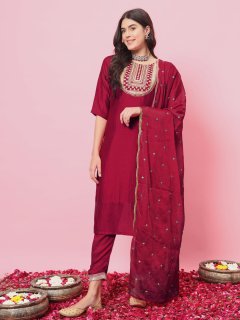 Women Kurta and Trousers Pant Set Silk Blend