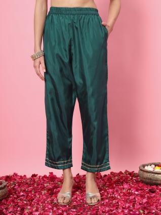 Emerald Elegance Embroidered Silk Kurta Pant with Dupatta Set