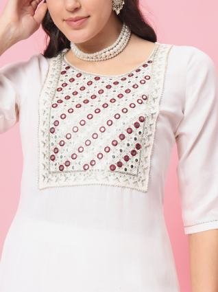 Ivory Blossom Embroidered Kurta Pant Set