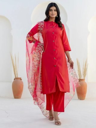 Rani Pink Silk Blend Women Ethnic Suit Sets