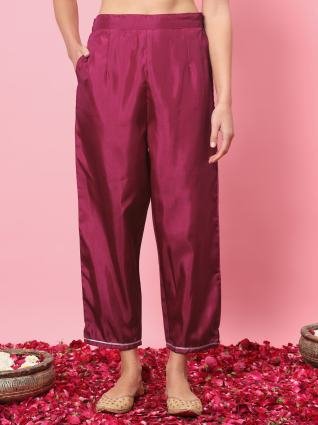 Ruby Royale Embroidered Roman Silk Kurta Pant & Dupatta Set