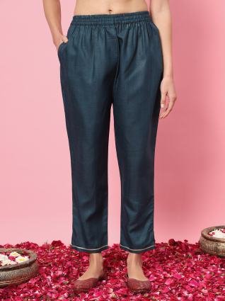 Teal Blue Embroidered Kurta Pant Dupatta Set